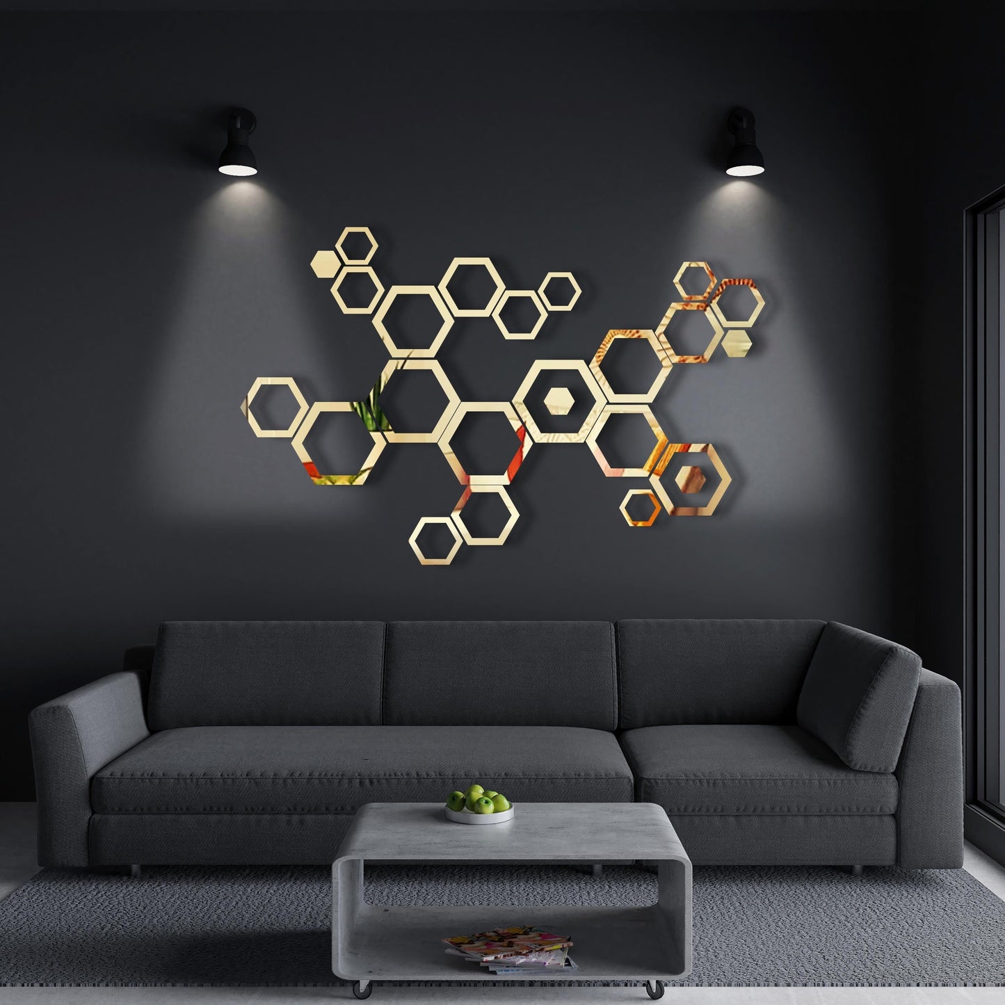 DIY Geometric Removable Acrylic Mirror Wall Decal,