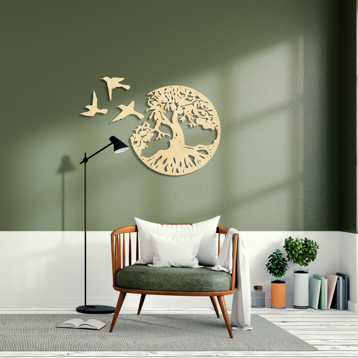 wall art - birds and a tree