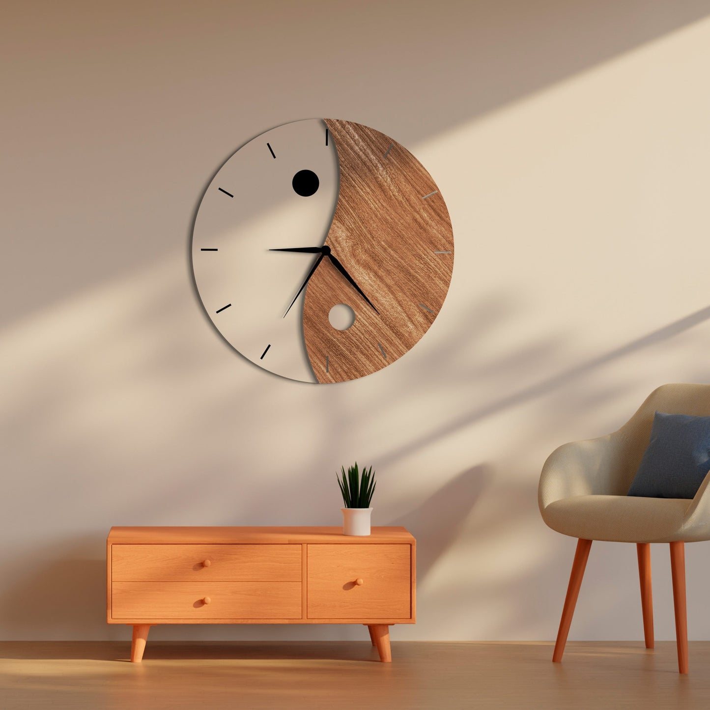 YingYang Premium Wooden Wall Clock Double Layered - Stylish Wall Clock for Home Decor