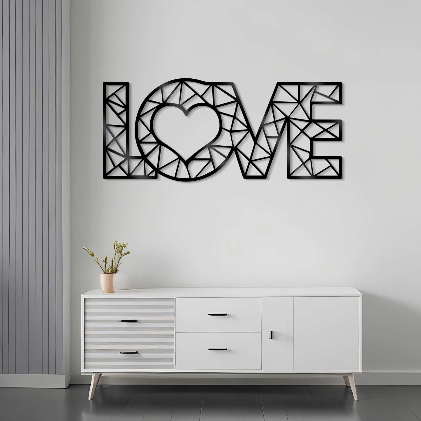 Love Text Design in Black Premium Wooden Wall
