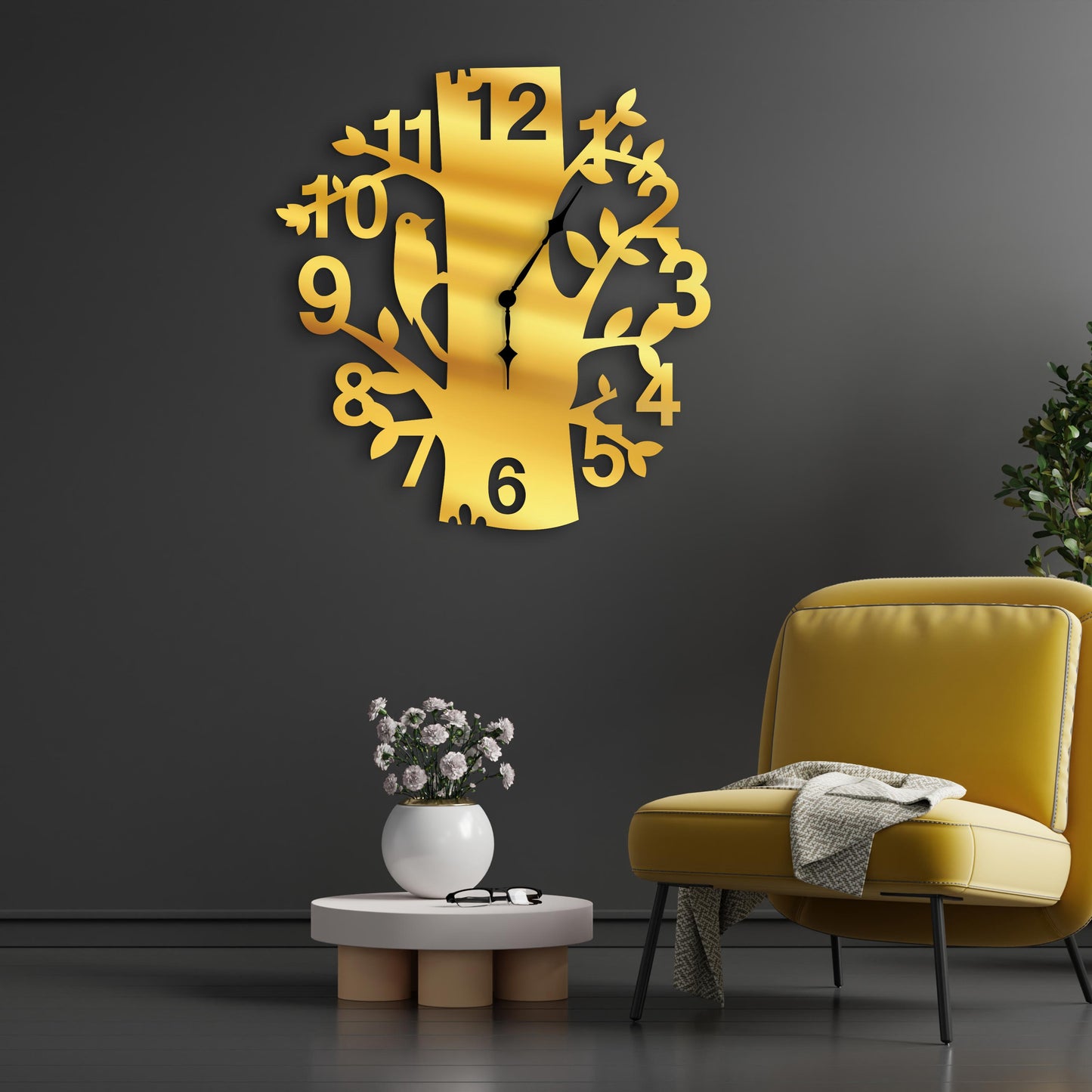 Home Decor Tree Style Bird with Branches & Bird Wall Clock Home Décor - Stylish Wall Clock for Home Decor