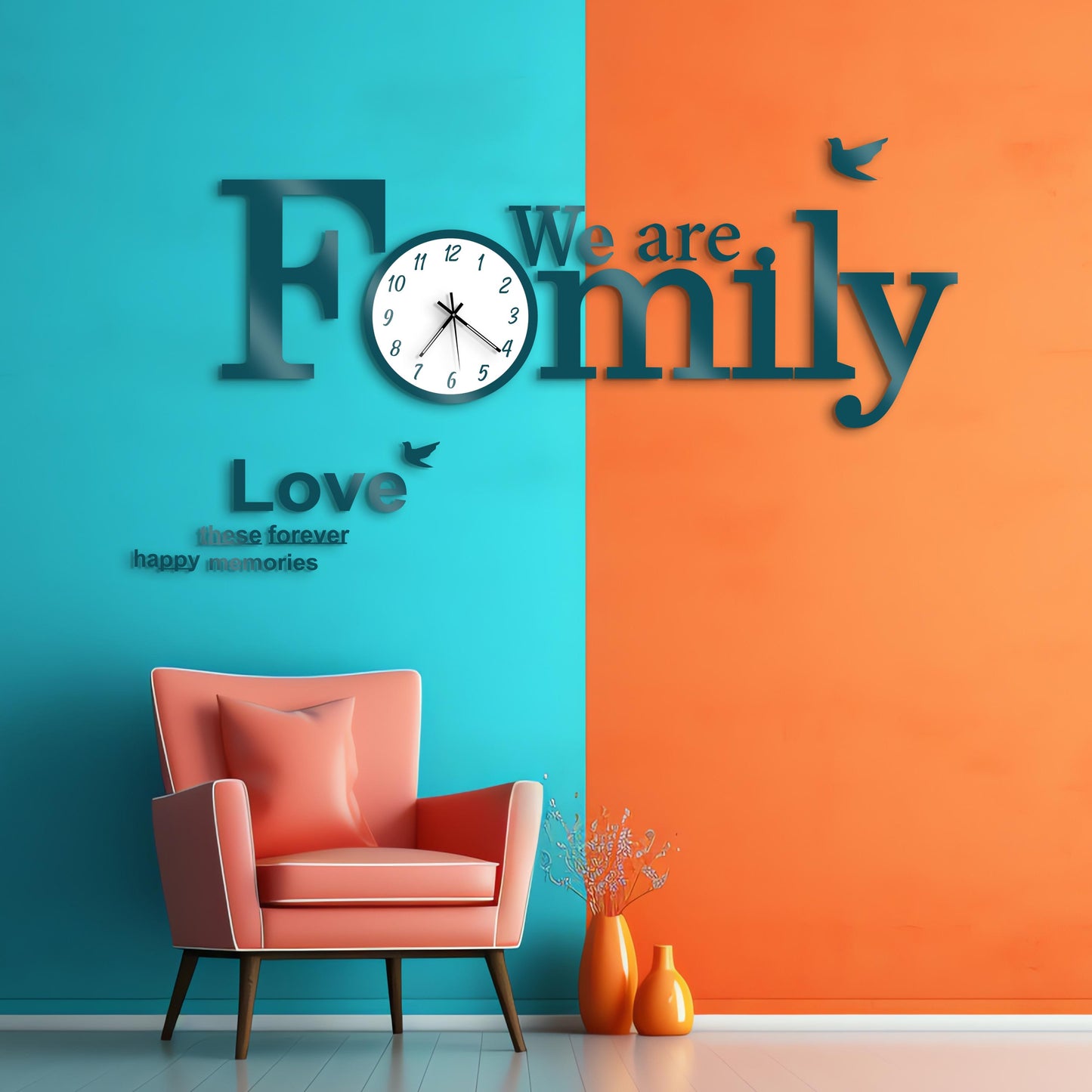 Family Wooden 3D DIY Wall Clock - Stylish Wall Clock for Home Decor