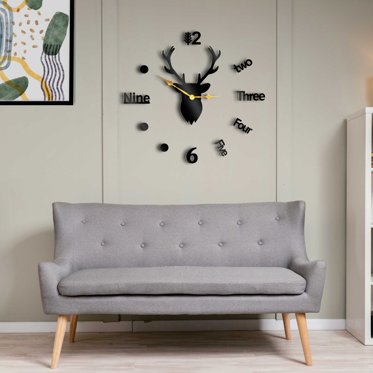 Deer Head Wall Clock Frameless DIY Wall Mute Clock 3D - Stylish Wall Clock for Home Decor