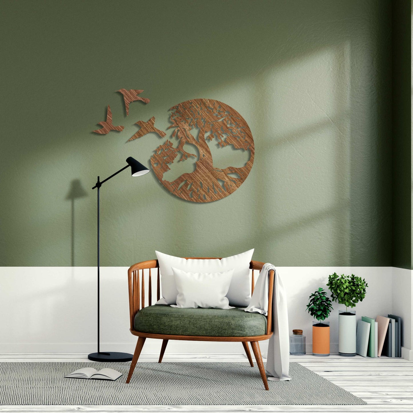 wall art - birds and a tree