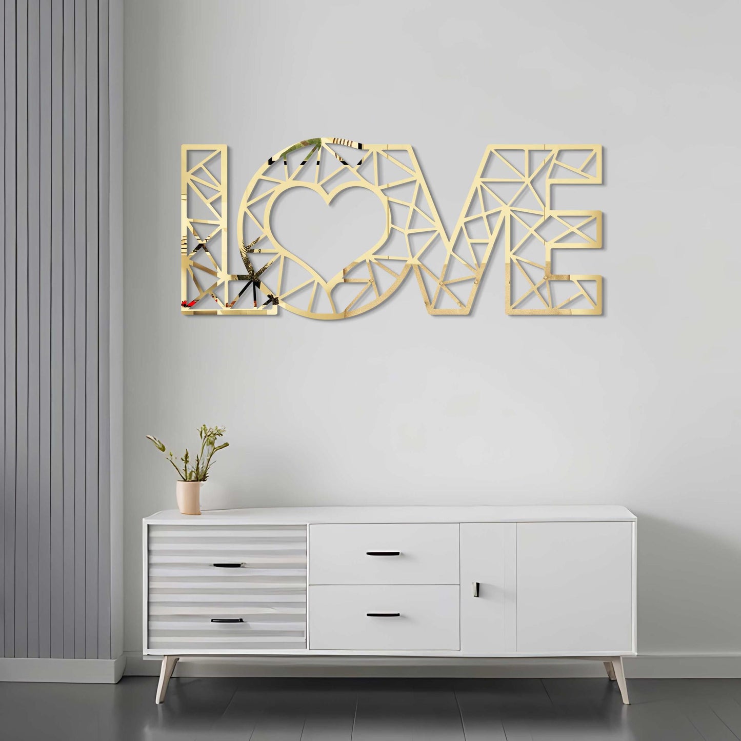 Love Text Design in Black Premium Wooden Wall