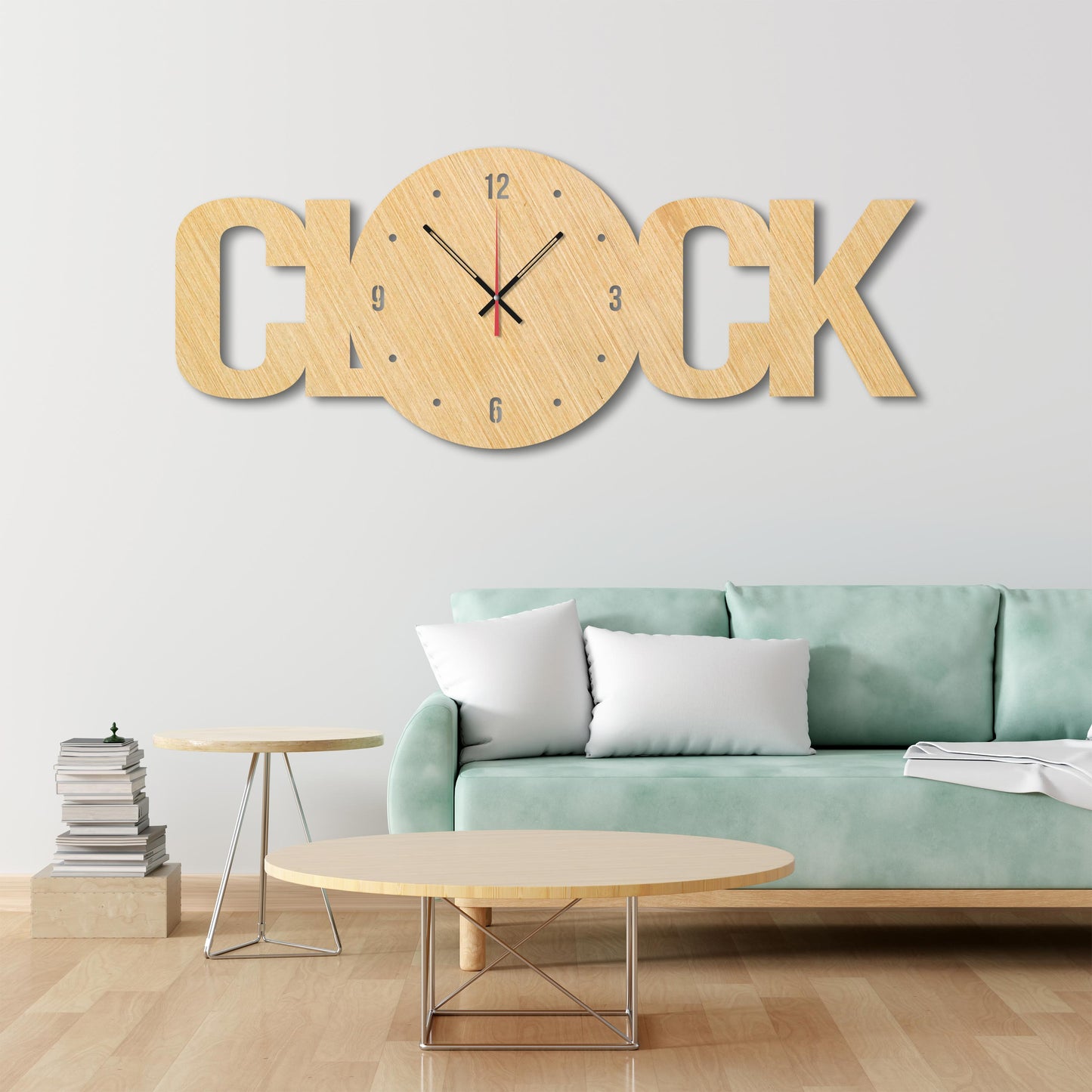 Clock Text Shape Designer Wooden Wall Clock - Stylish Wall Clock for Home Decor