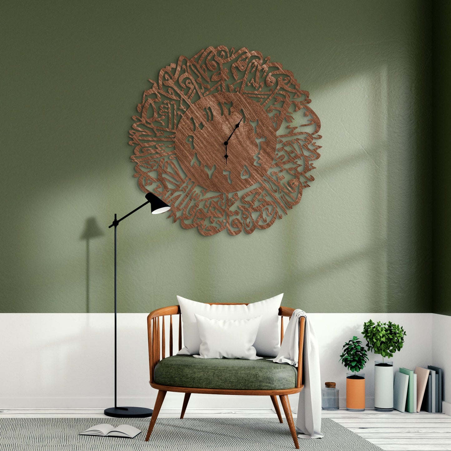 Islamic Wall Clock ( Surat Al-Iklas) with Arabic Number wall Décor - Stylish Wall Clock for Home Decor
