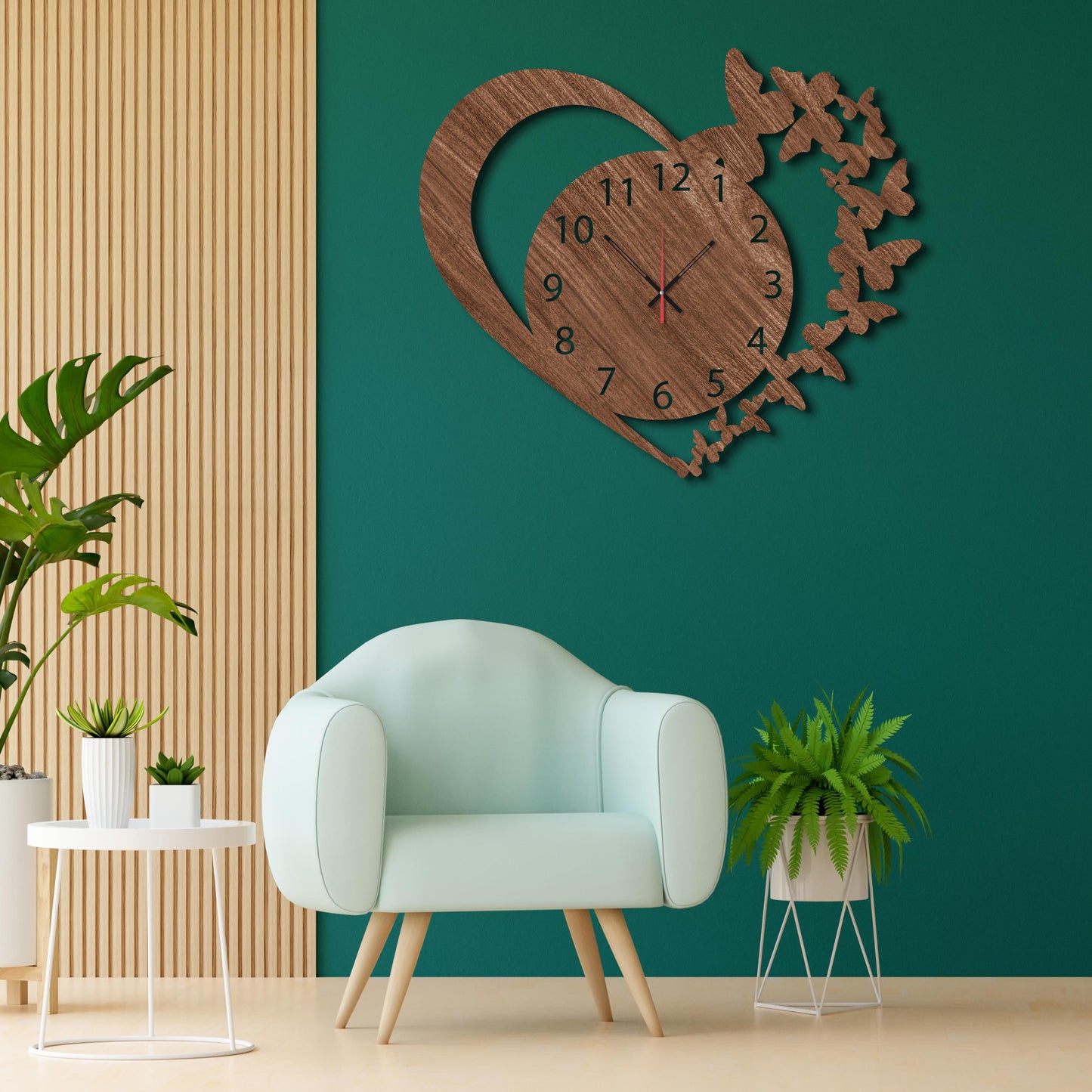 Butterflies in Heart Wall Clock - Stylish Wall Clock for Home Decor