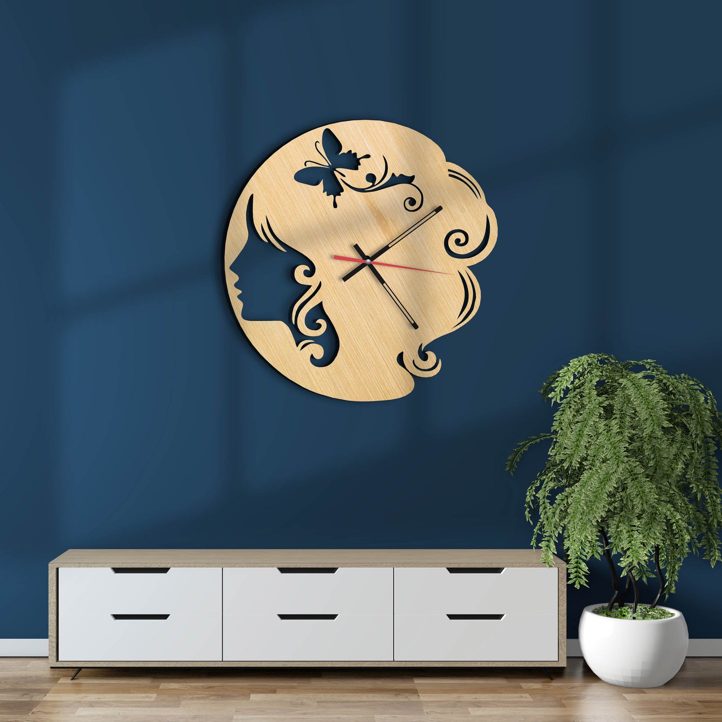 Fairy Girl With Butterfly Wall Clock - Stylish Wall Clock for Home Decor
