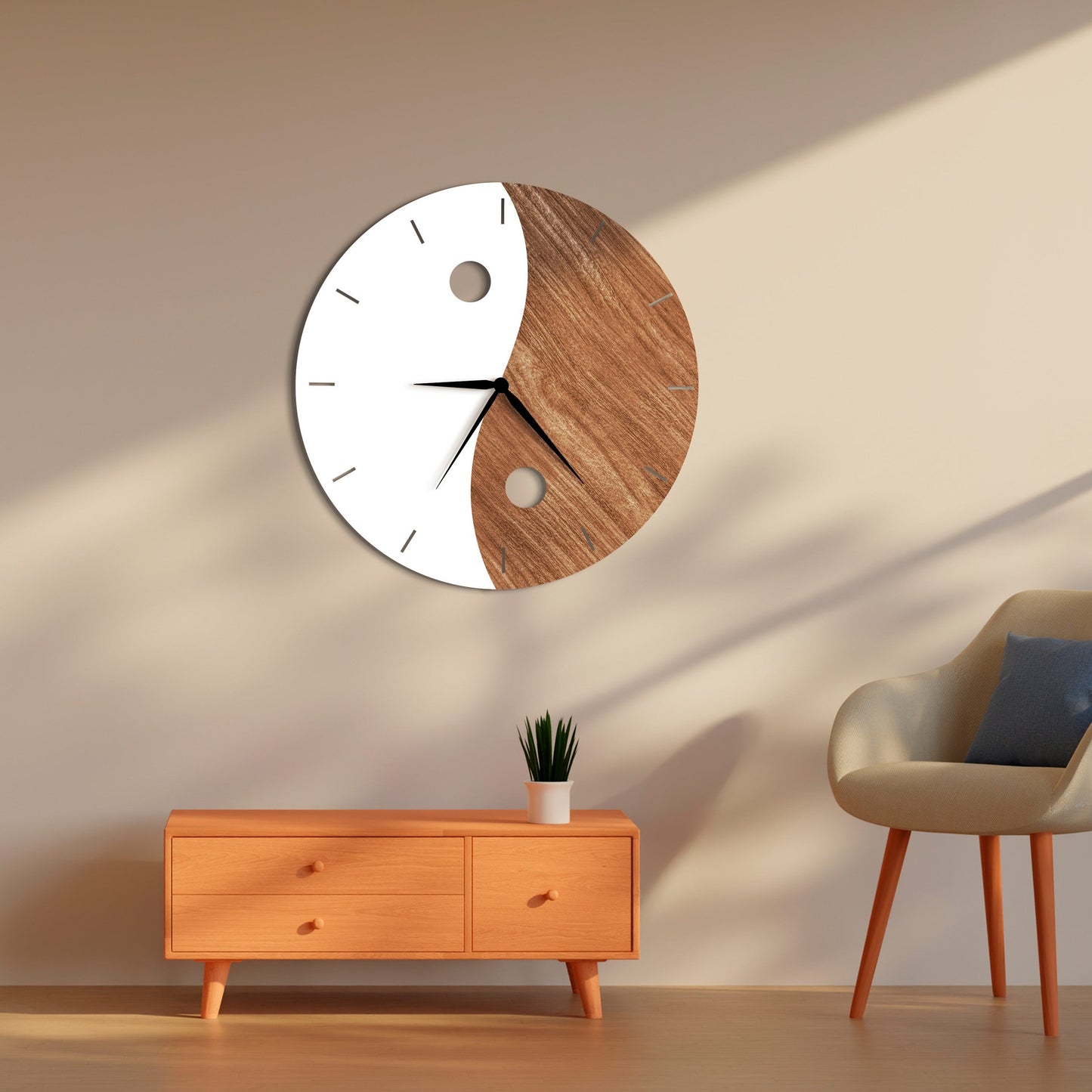 YingYang Premium Wooden Wall Clock Double Layered - Stylish Wall Clock for Home Decor