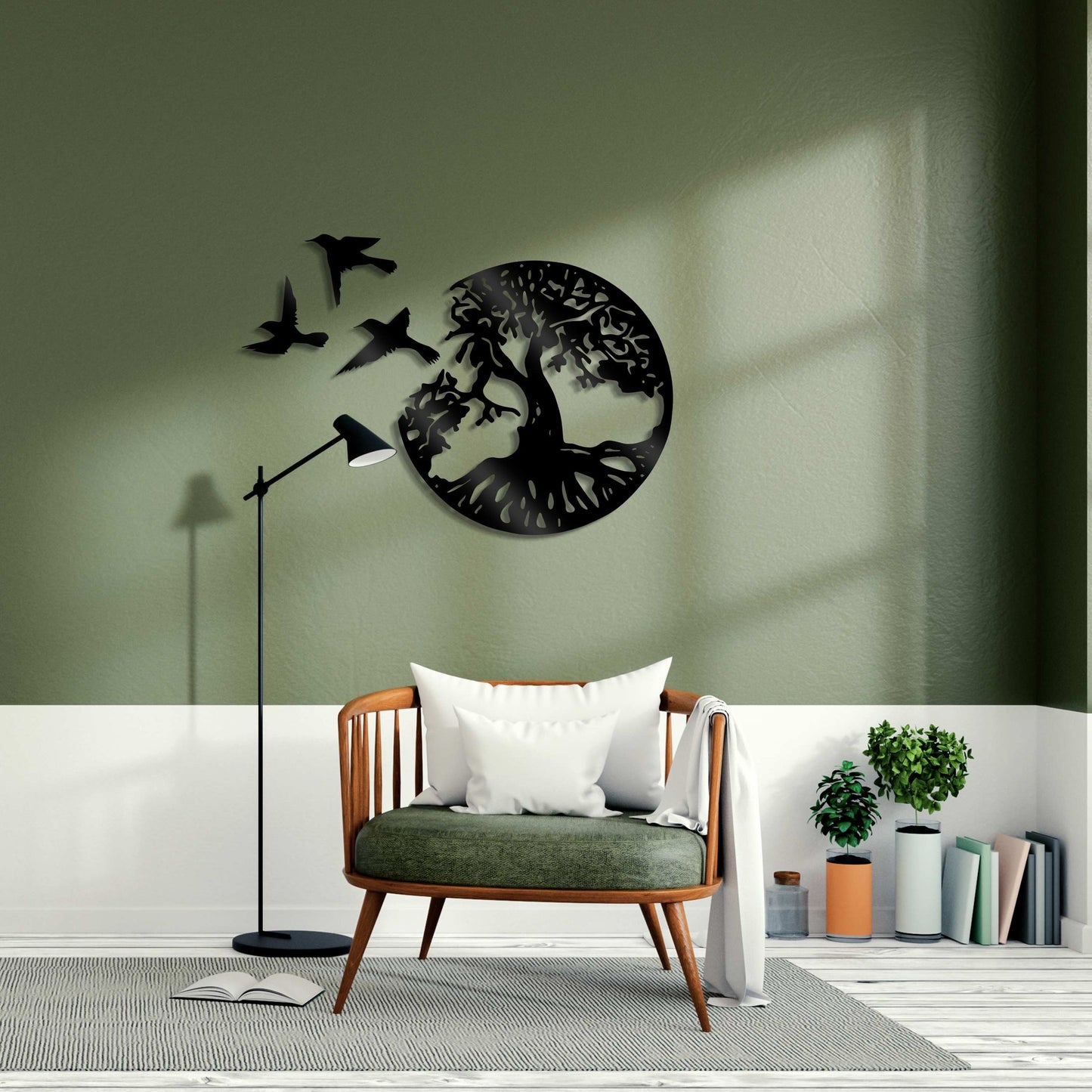 wall art - birds and a tree