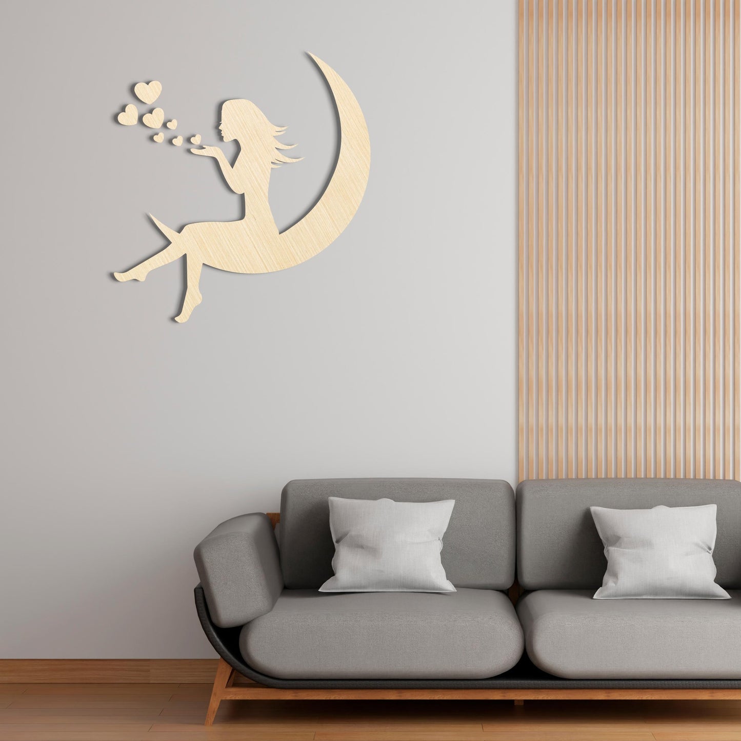 3D Girls Moon Mirror Wall Stickers