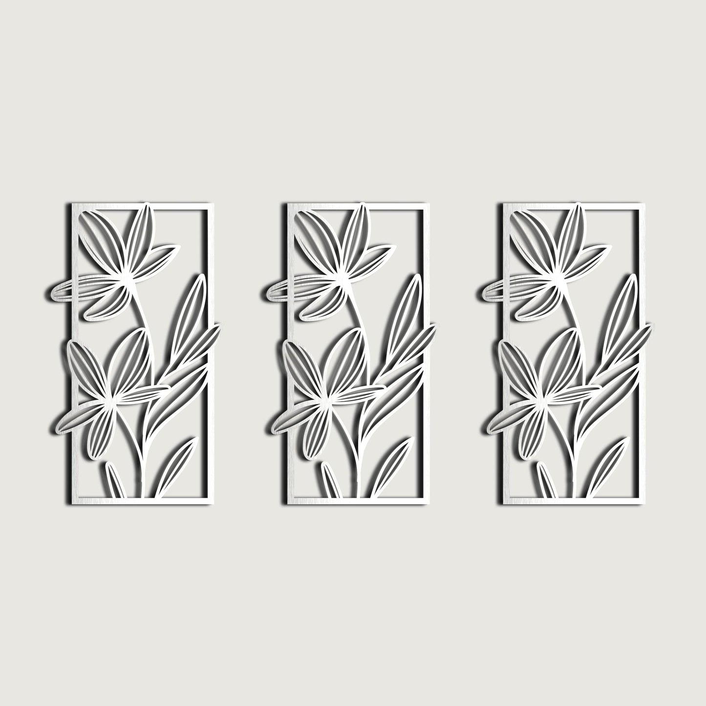 Floral Acrylic Wall Decor set of 3 panels