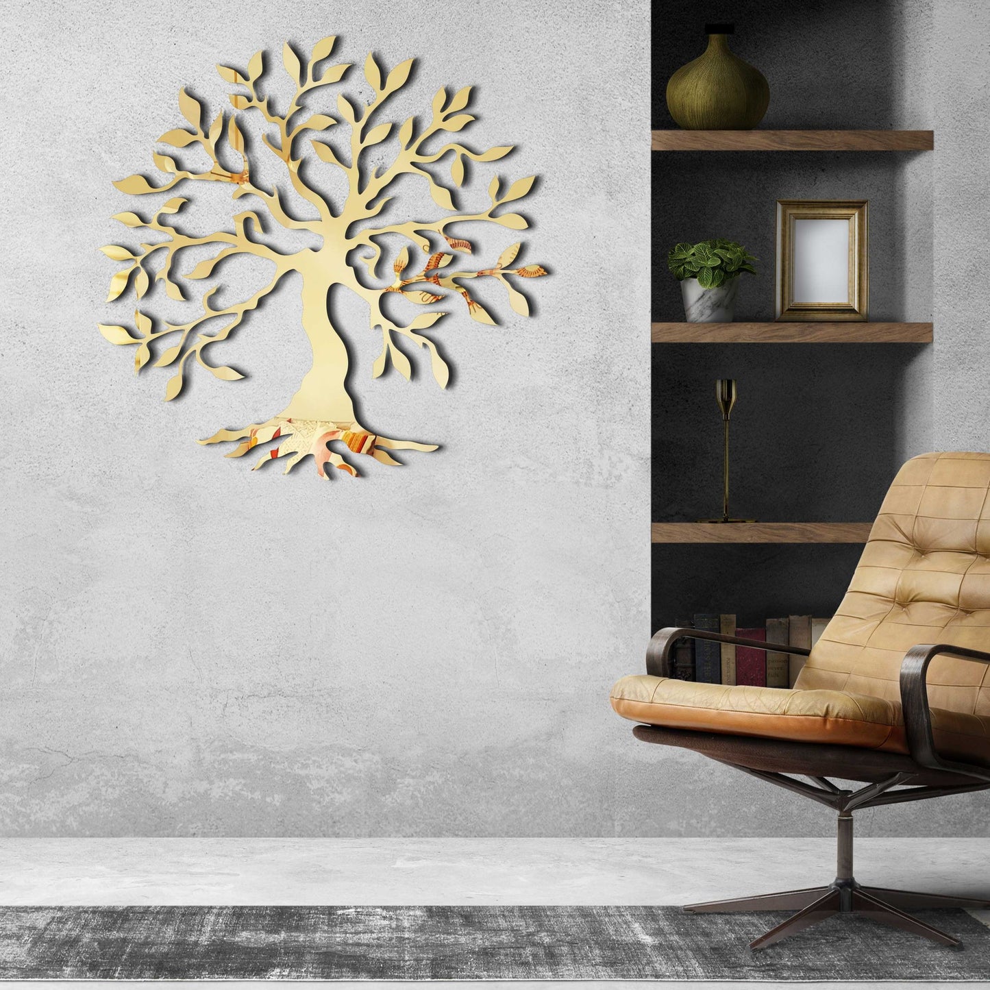 Gold tree on black