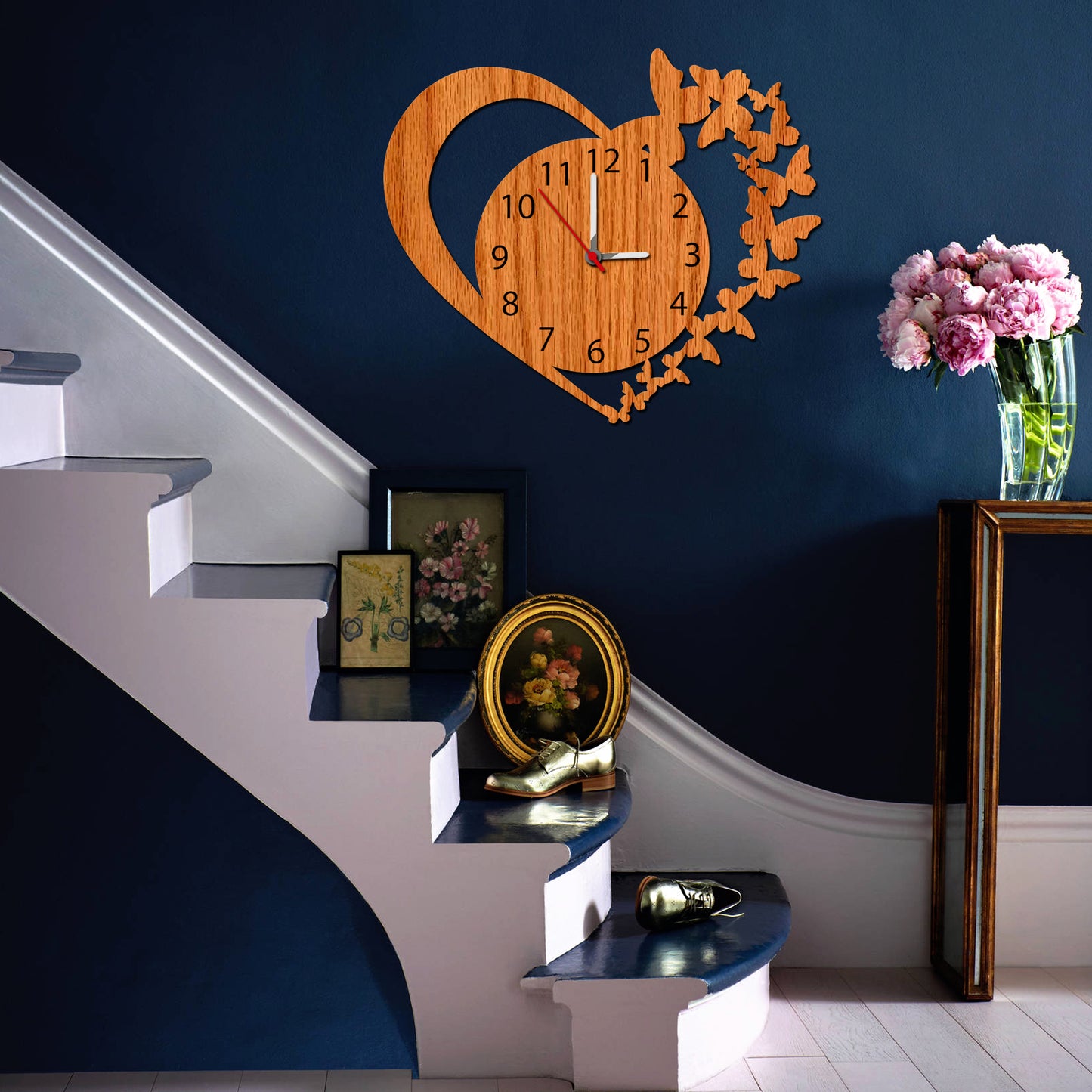 Butterflies in Heart Wall Clock - Stylish Wall Clock for Home Decor