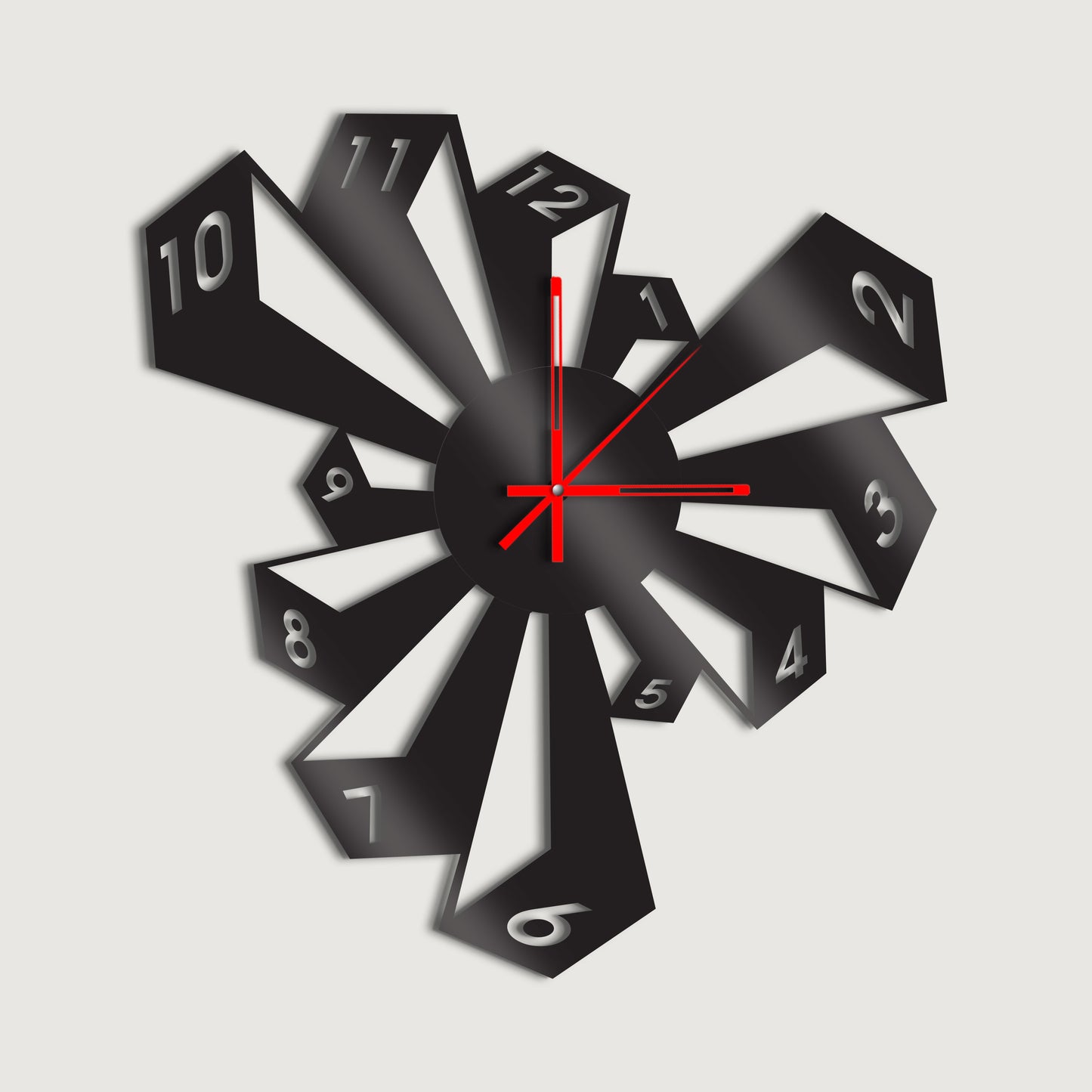 Wooden Modern Wall Clock, Geometric Clock, - Stylish Wall Clock for Home Decor