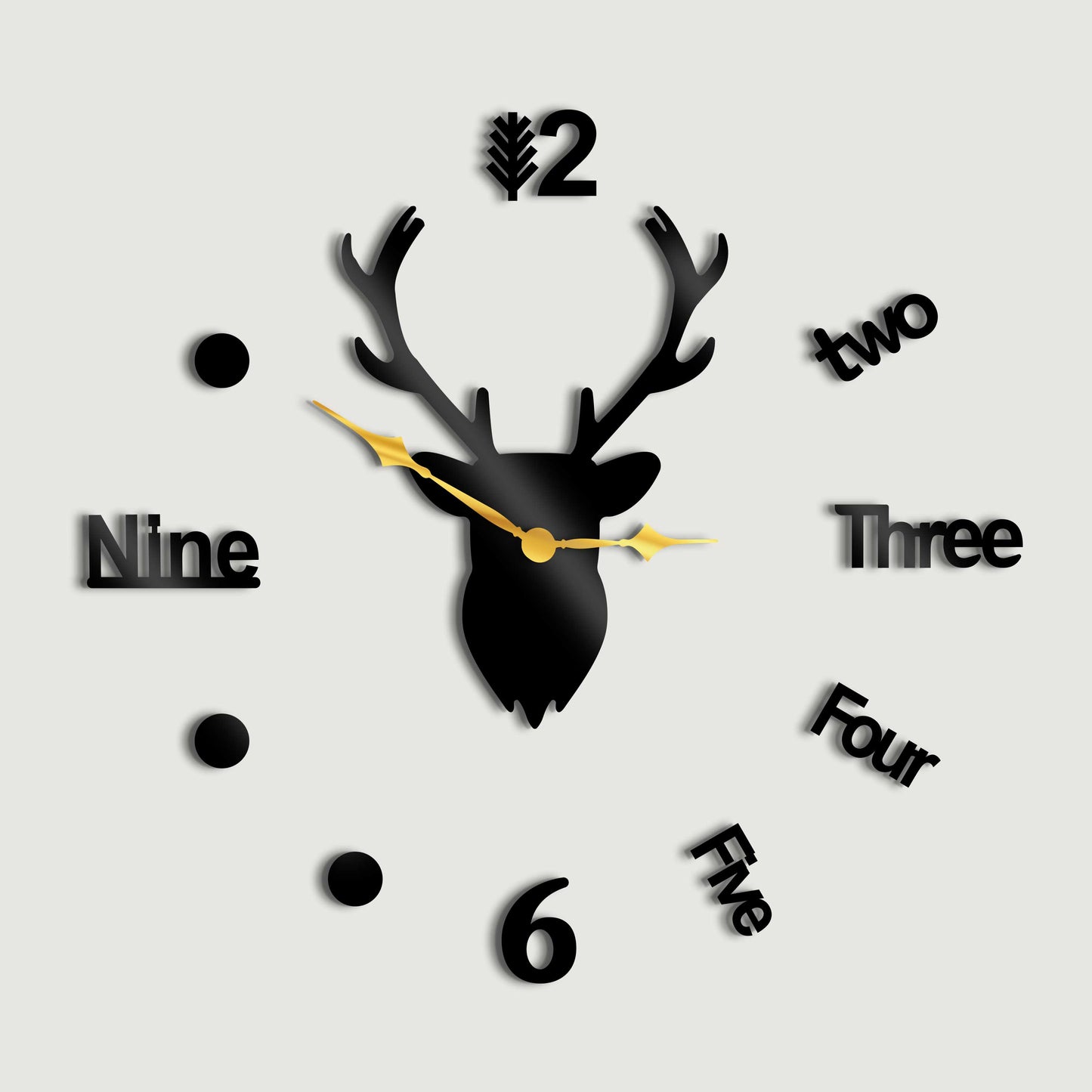 Deer Head Wall Clock Frameless DIY Wall Mute Clock 3D - Stylish Wall Clock for Home Decor