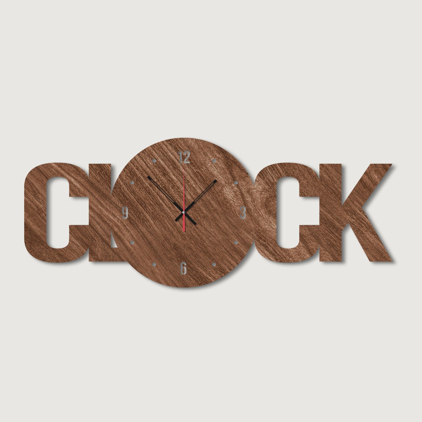 Clock Text Shape Designer Wooden Wall Clock - Stylish Wall Clock for Home Decor