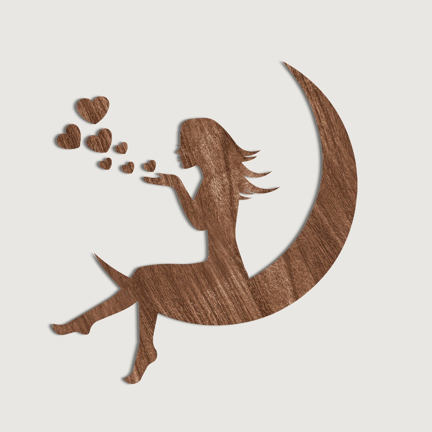 3D Girls Moon Mirror Wall Stickers