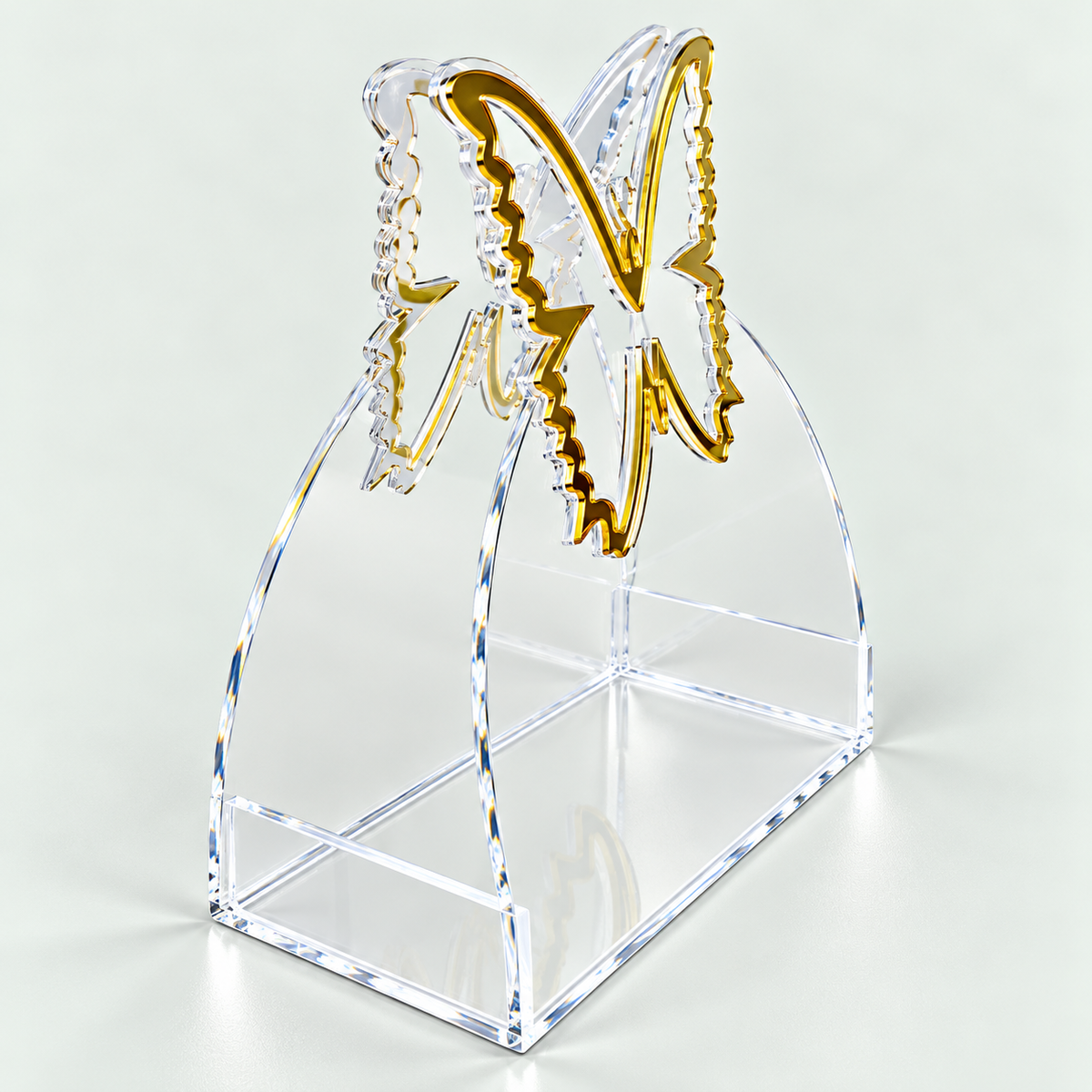 Transparent Acrylic Handbag with Golden Mirror Butterfly Design – Premium Designer Bag