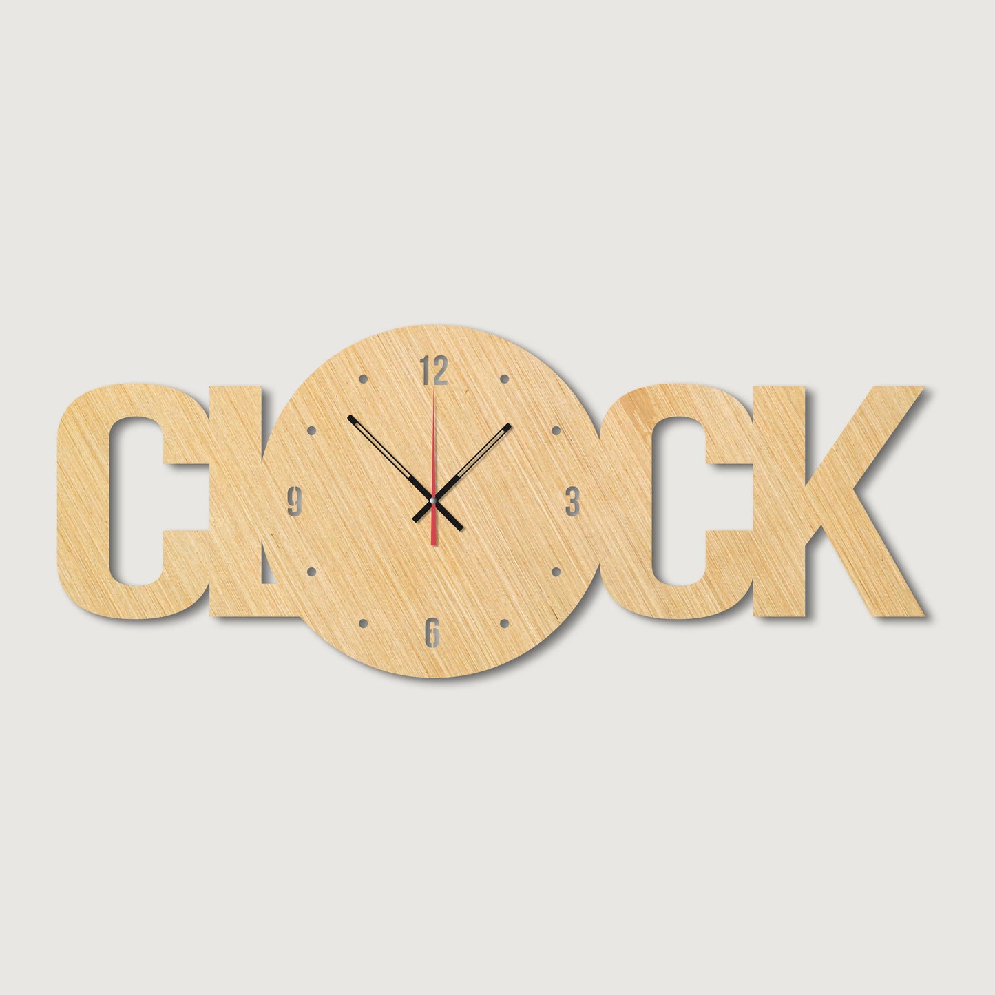 Clock Text Shape Designer Wooden Wall Clock - Stylish Wall Clock for Home Decor