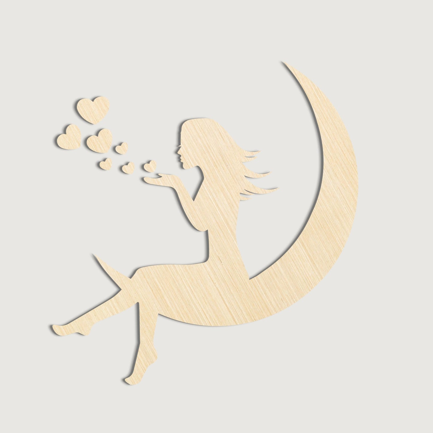 3D Girls Moon Mirror Wall Stickers
