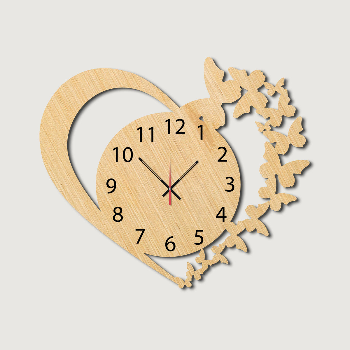 Butterflies in Heart Wall Clock - Stylish Wall Clock for Home Decor