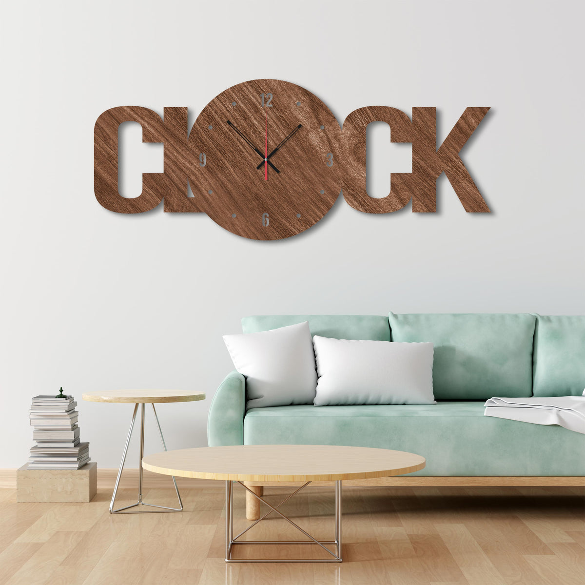 Clock Text Shape Designer Wooden Wall Clock - Stylish Wall Clock for Home Decor