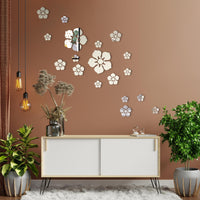 Flower Art 3D Mirror Wall Stickers Modern Ceramic