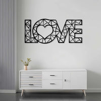 Love Text Design in Black Premium Wooden Wall
