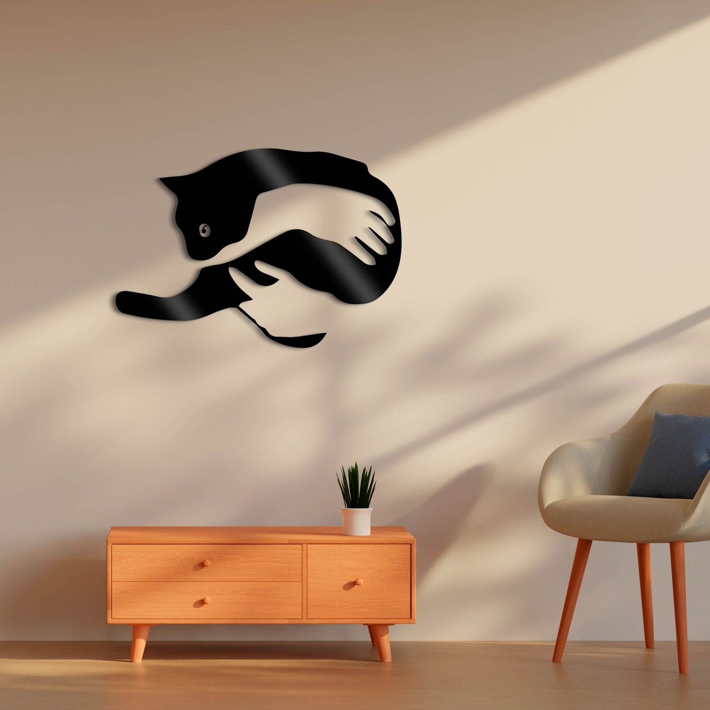 Creative Hugging Cat Wall art