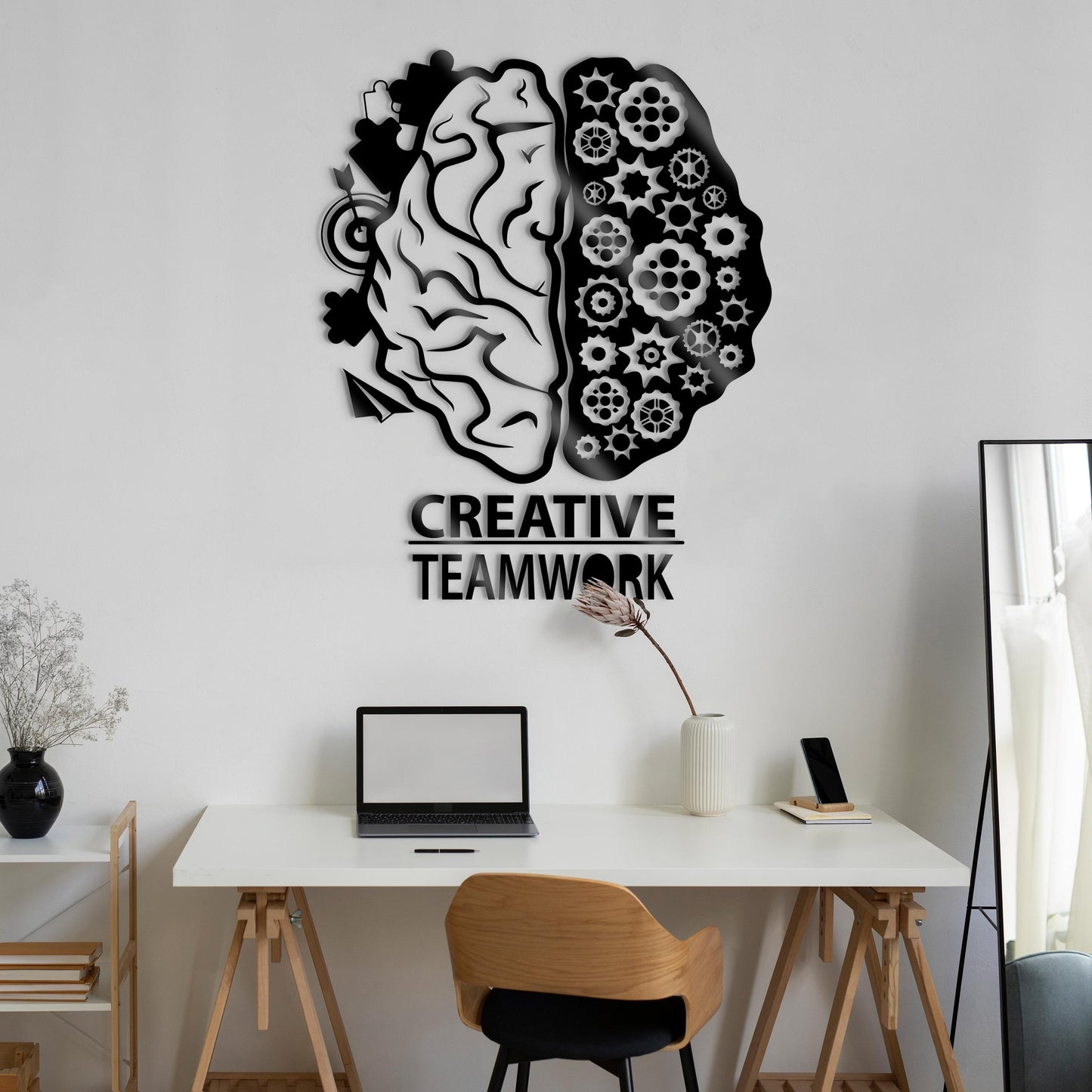 Teamwork Brain Gear Creative Office Decor Wall Stickers