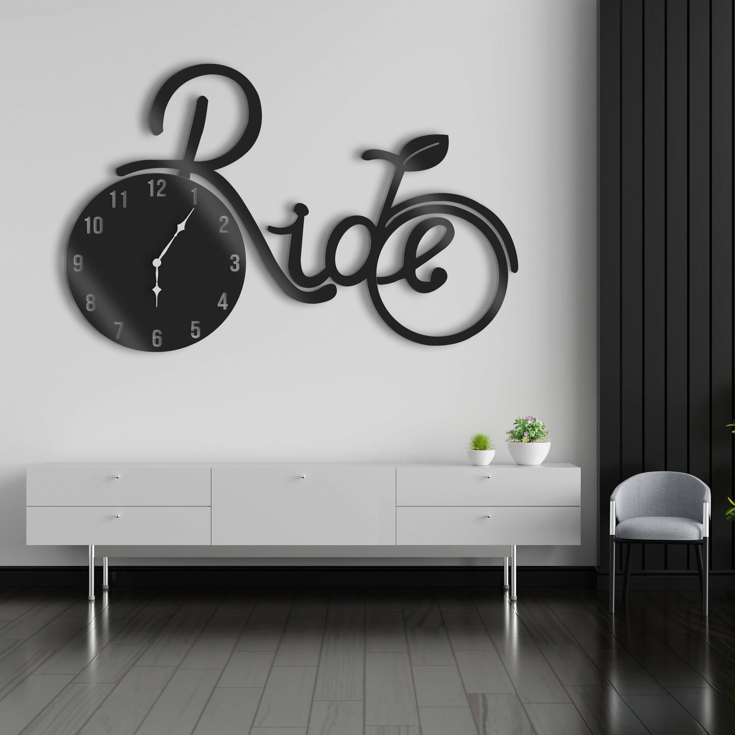 Bicycle Shaped 3D Wooden Large Wall Clock  - Stylish Wall Clock for Home Decor