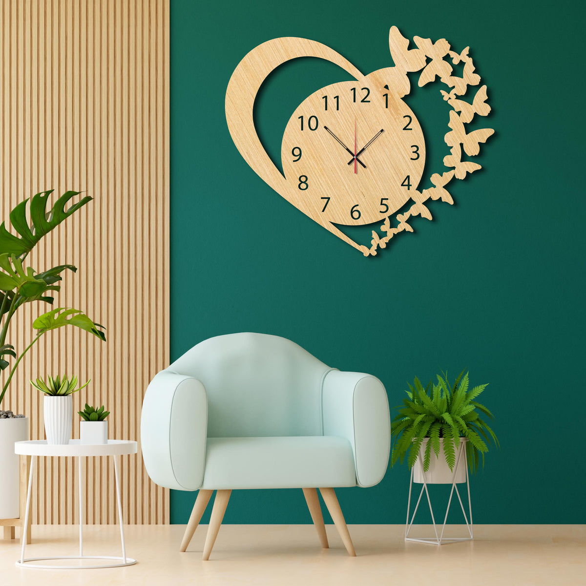 Butterflies in Heart Wall Clock - Stylish Wall Clock for Home Decor