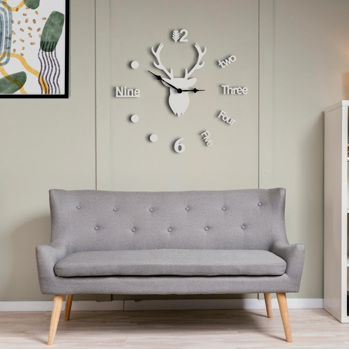 3D Frameless Deer Head DIY Wall Clock