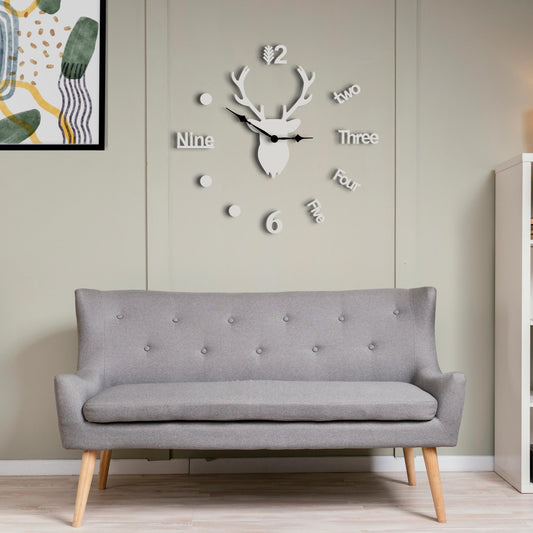 3D Frameless Deer Head DIY Wall Clock