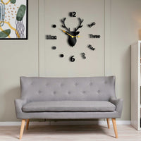 Deer Head Wall Clock Frameless DIY Wall Mute Clock 3D - Stylish Wall Clock for Home Decor