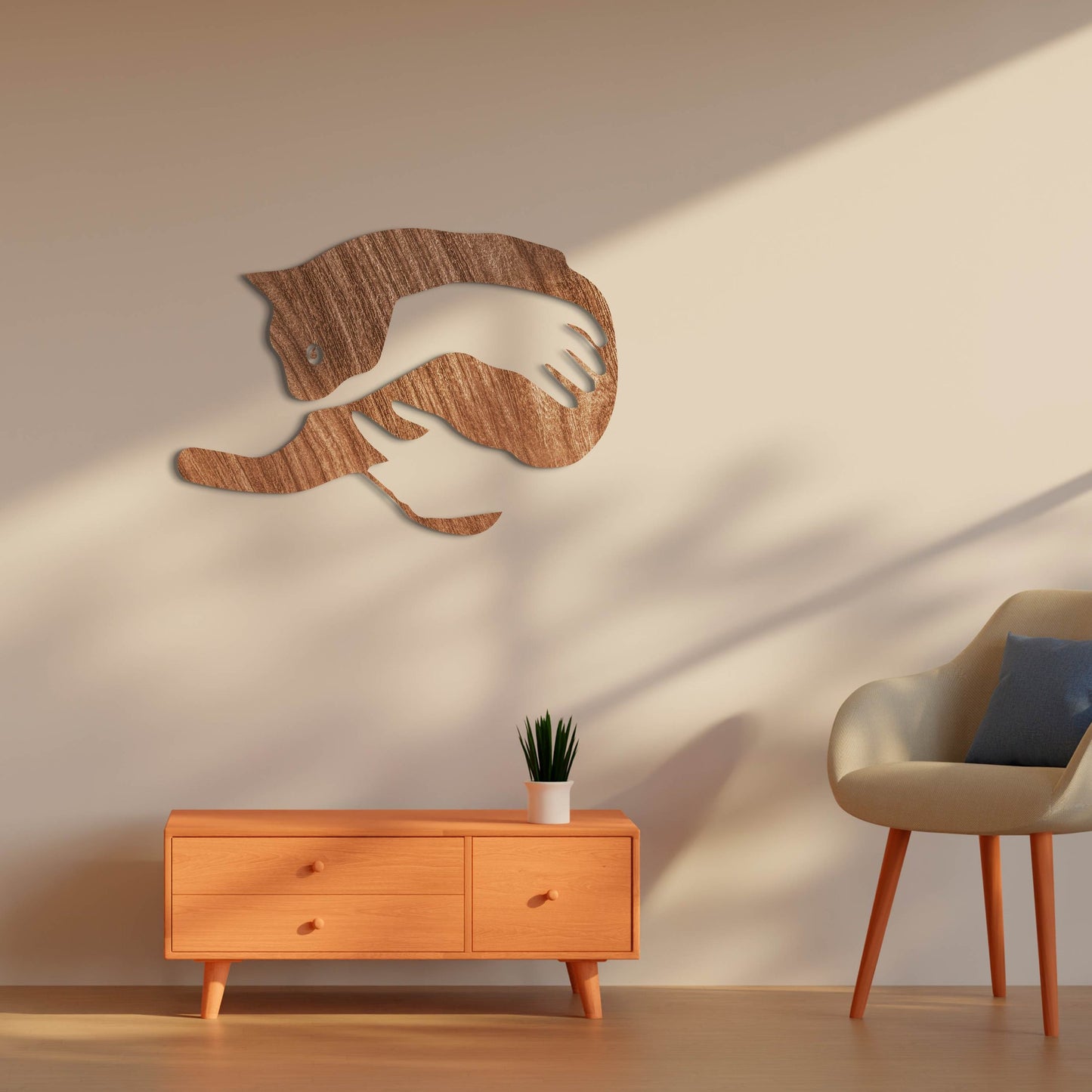 Creative Hugging Cat Wall art