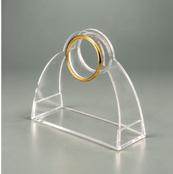 Transparent Acrylic Handbag with Golden Round Handle Accent – Premium Designer Bag
