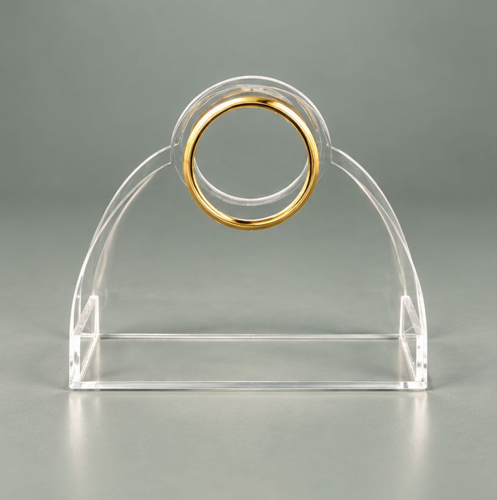 Transparent Acrylic Handbag with Golden Round Handle Accent – Premium Designer Bag