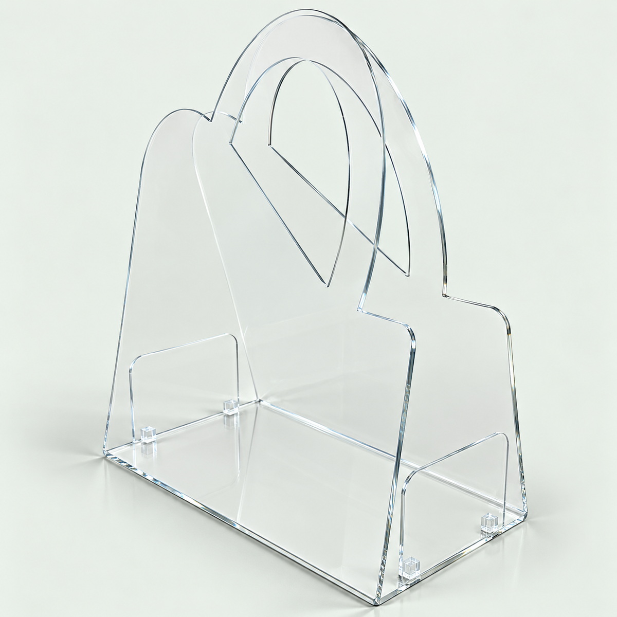 Transparent Acrylic Handbag with Clear Curved Handles – Minimalist Designer Bag