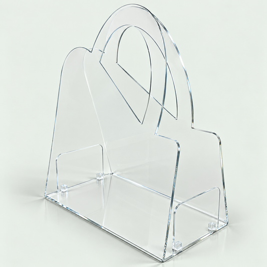 Transparent Acrylic Handbag with Clear Curved Handles – Minimalist Designer Bag