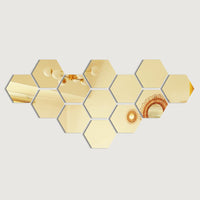 Hexagonal shape Acrylic Mirror Sticker Set