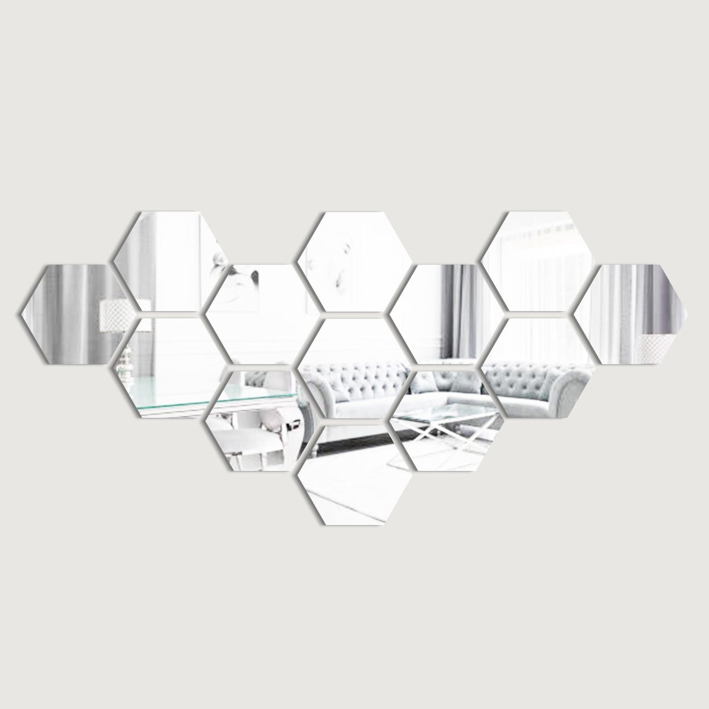 Hexagonal shape Acrylic Mirror Sticker Set