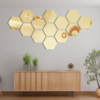 Hexagonal shape Acrylic Mirror Sticker Set