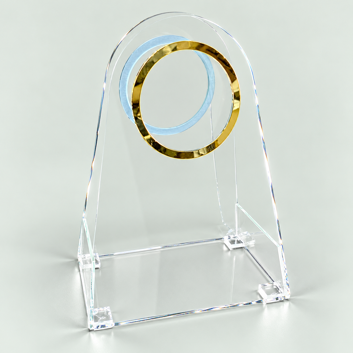 Transparent Acrylic Handbag with Golden Oval Handles – Premium Designer Bag۔