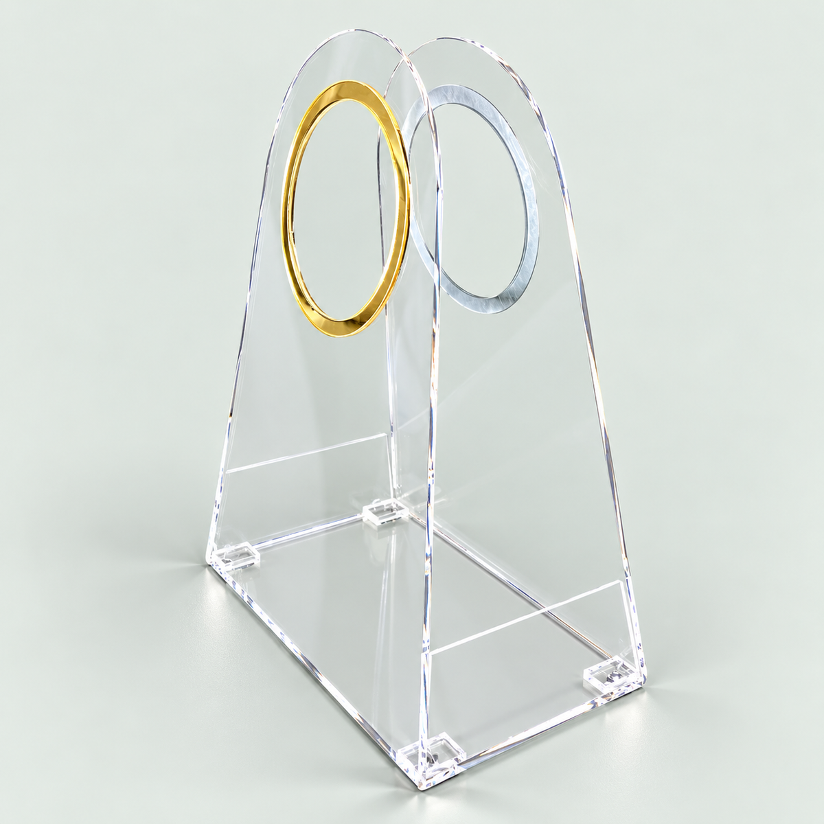 Transparent Acrylic Handbag with Golden Oval Handles – Premium Designer Bag۔