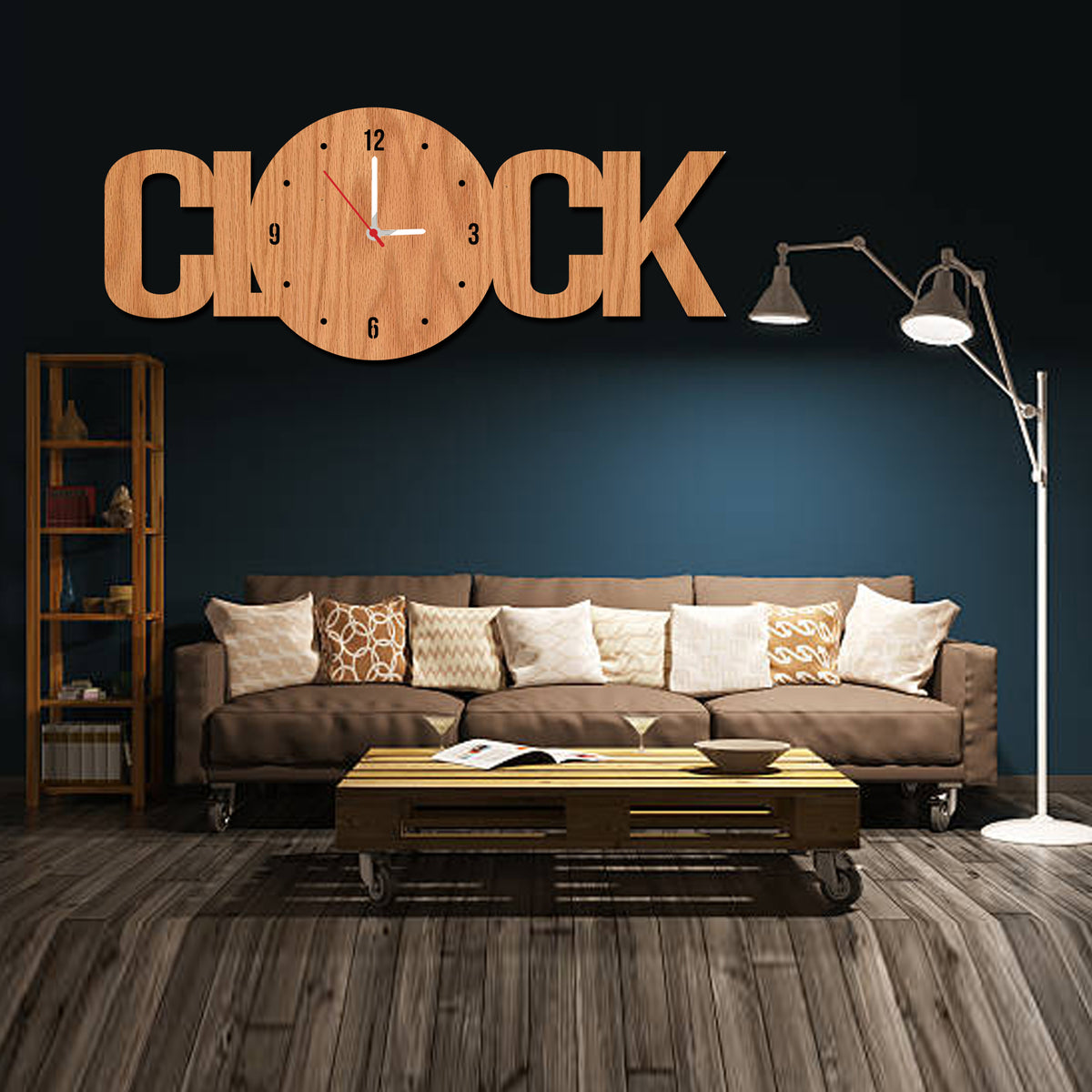 Clock Text Shape Designer Wooden Wall Clock - Stylish Wall Clock for Home Decor
