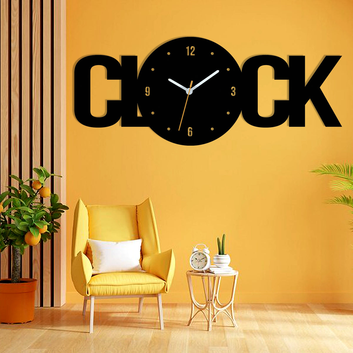 Clock Text Shape Designer Wooden Wall Clock - Stylish Wall Clock for Home Decor