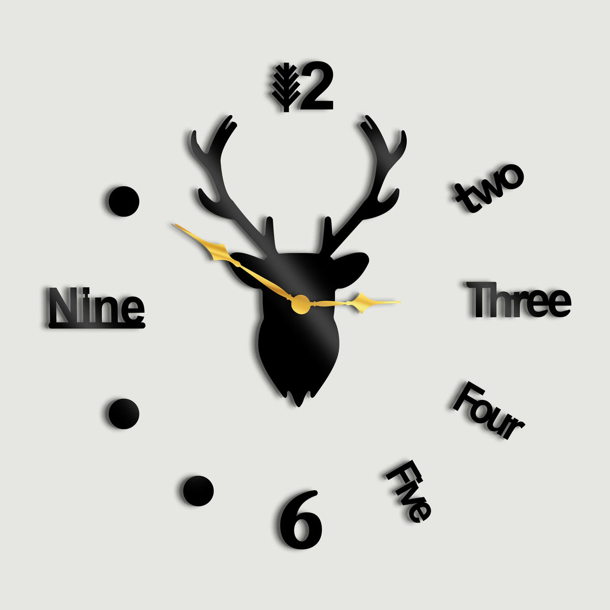 3D Frameless Deer Head DIY Wall Clock